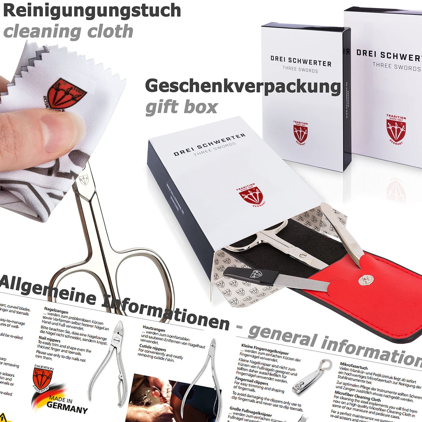 3 Swords Germany 7-Piece MANICURE - NAIL CARE - NAIL SCISSORS - CUTICLE REMOVER set - brand quality since 1927