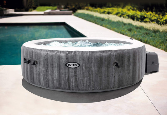 - Intex 85IN X 28IN Purespa Greywood Deluxe Set | Inflated size: 216cm x 71cm (28442BS) -