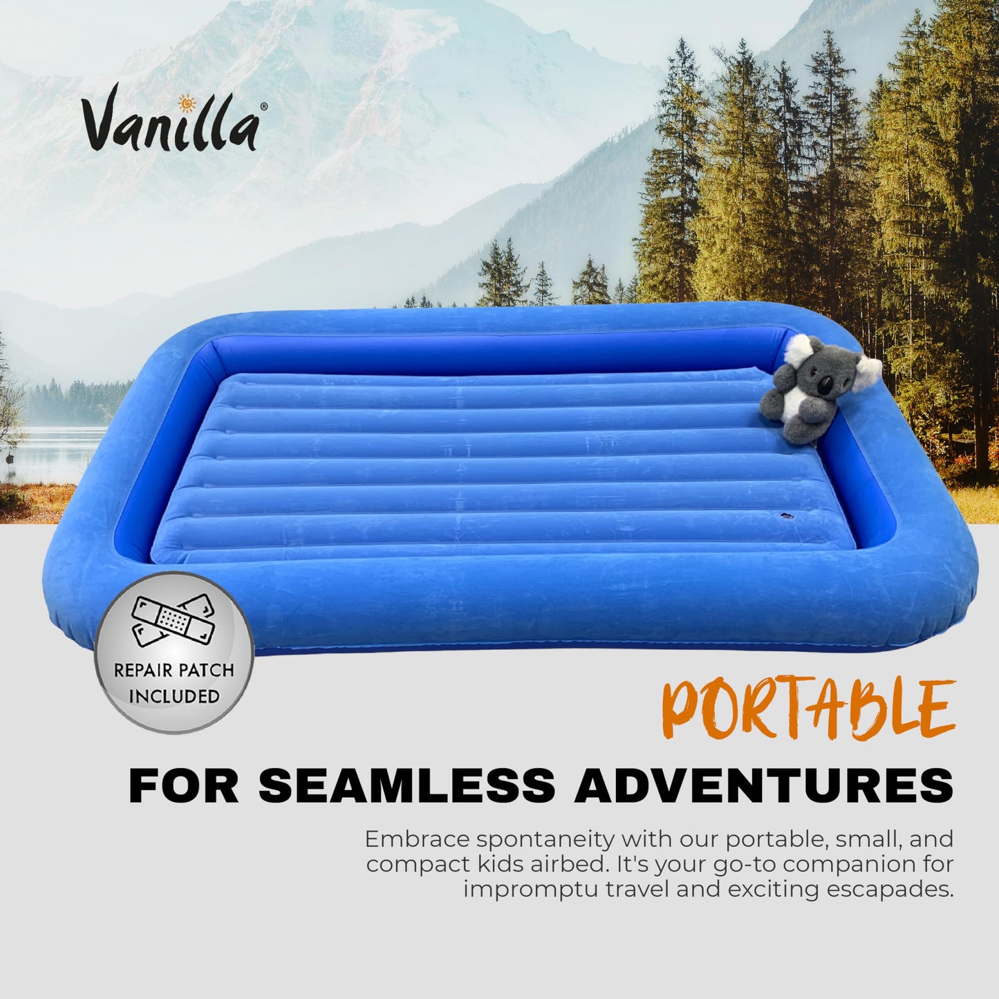- Vanilla Leisure Kids Airbed - Portable & Inflatable Kids Travel Bed - Children's Camping Air Beds -