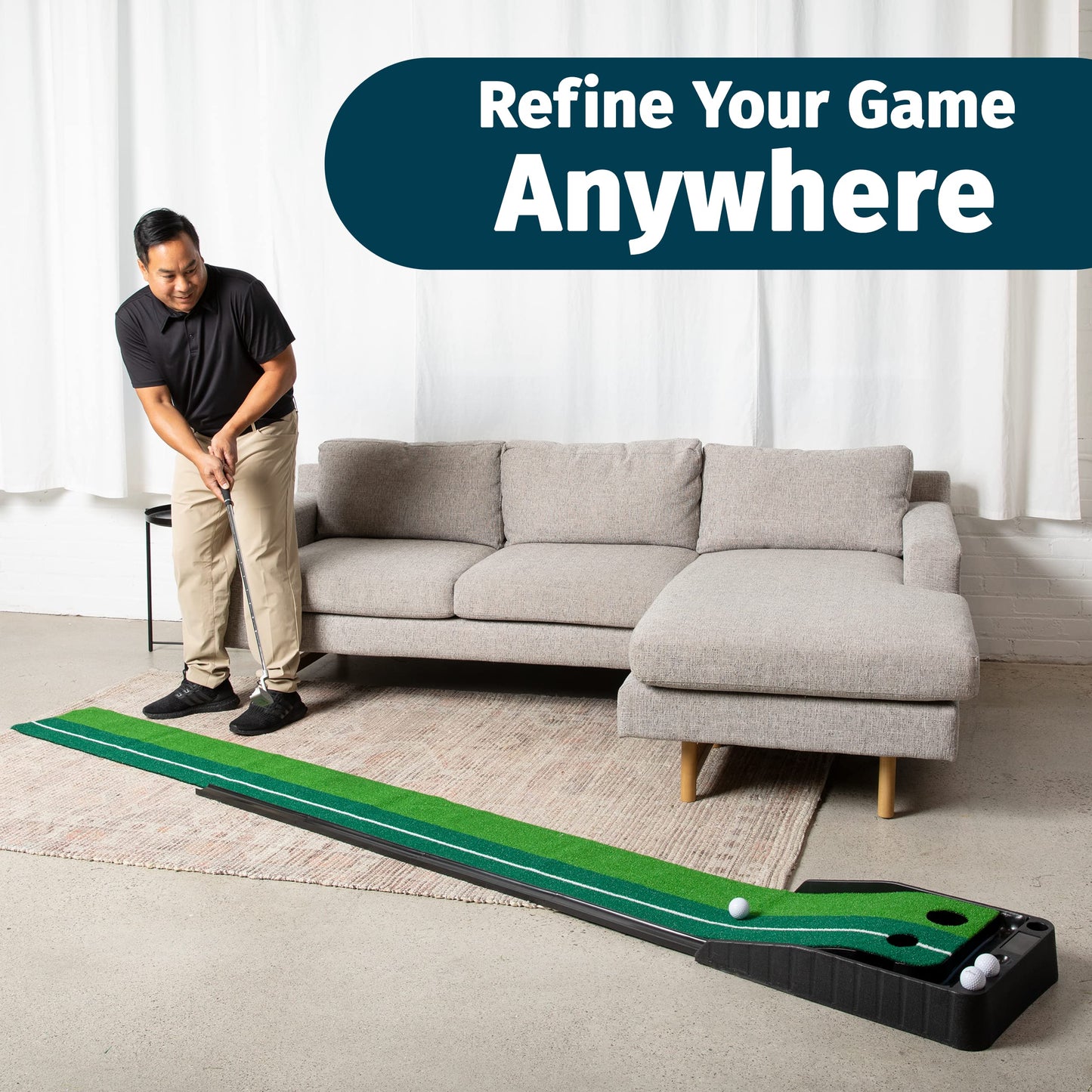 AbcoTech Indoor Golf Putting Mat - Perfect Golf Gifts for Men, Golf Accessories and Indoor Putting Green, Golf Putting Mats for Indoor Golf Experience with 3 Bonus Golf Balls