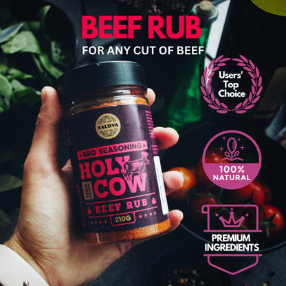 Classic Selection of Premium BBQ Seasonings - Holy Cow, Adam’s Rib, Angel’s Wings, Smoky Pig, Ultimate Rub & Veggie War BBQ Rubs | Pack of 6 | 100% Natural | Great Foodie Gift