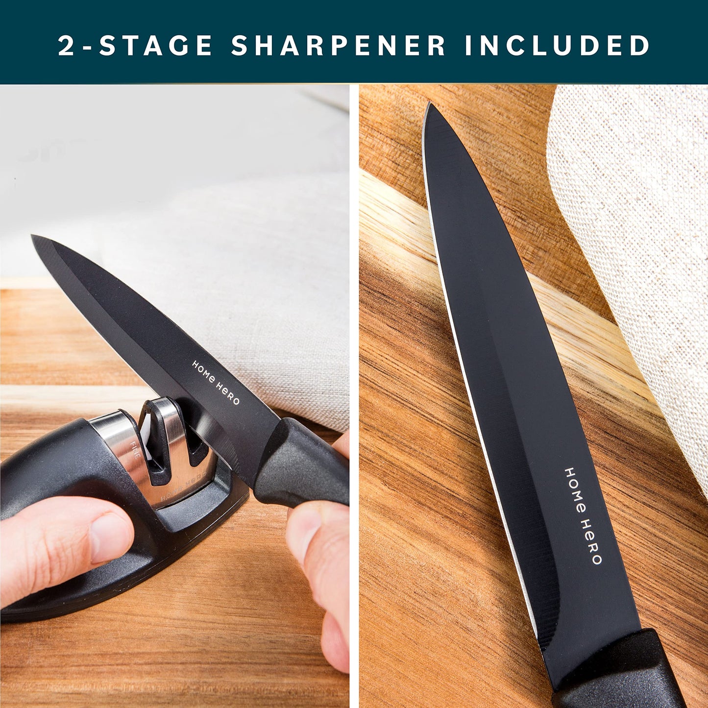 - Home Hero Ultra-Sharp Stainless Steel Kitchen Knife Set - Chef Knives Set (7 pcs Set -