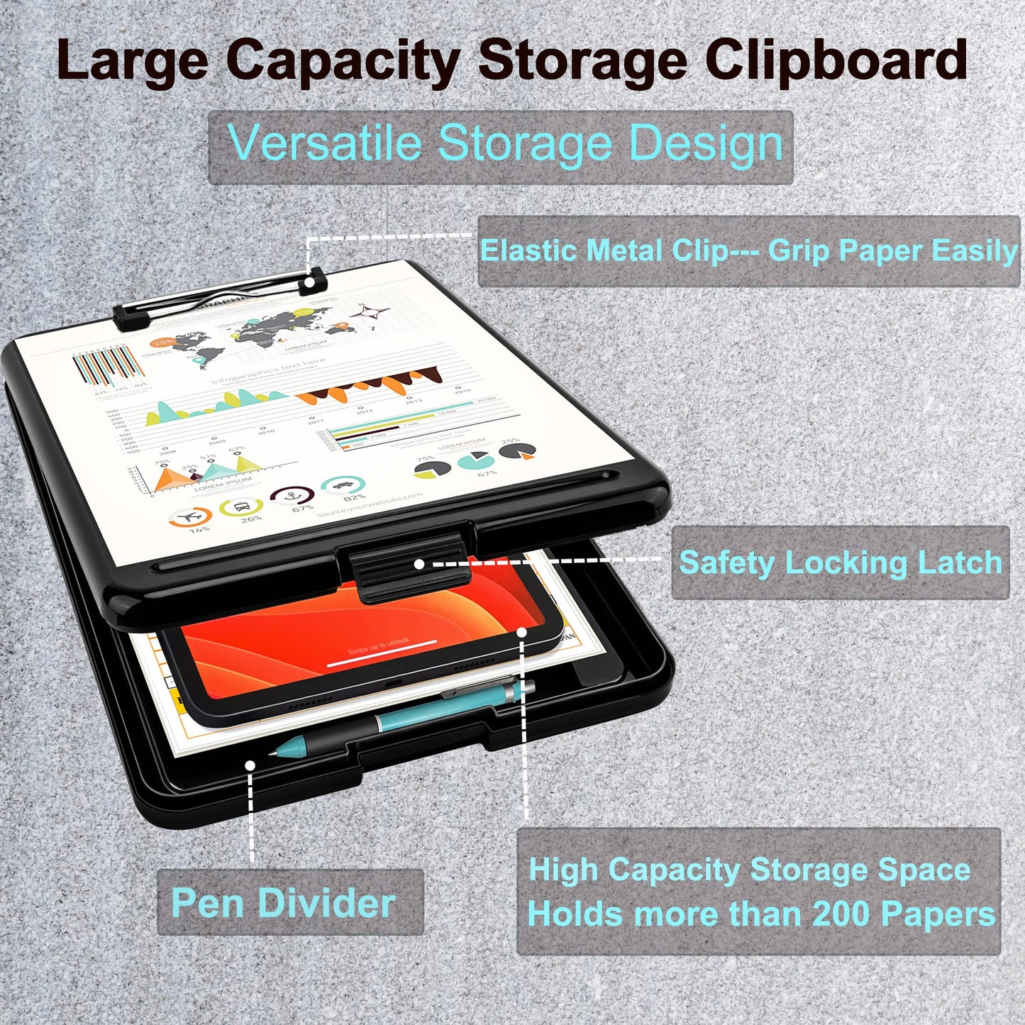 - Pechor Clipboard A4 | Clip Board Plastic with Storage -