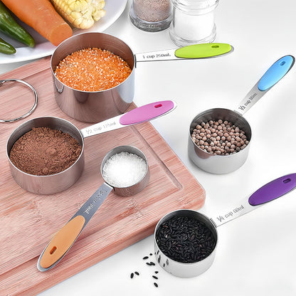- 10 Pcs Measuring Cups and Spoons Set, Includes 5 Stainless Steel Nesting Measuring Cups & 5 Mini Measuring Spoons,Stackable Handle Accurate Tablespoon for Measuring Dry and Liquid Ingredients