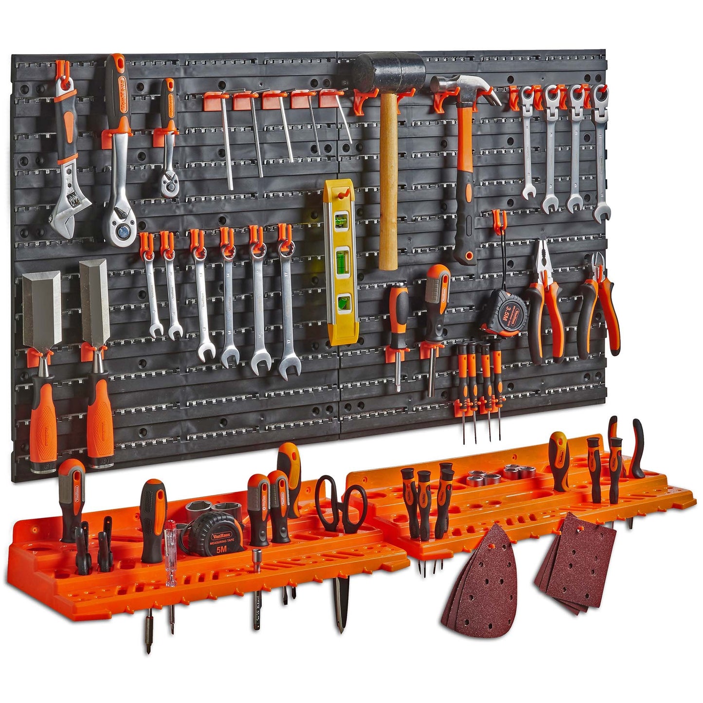 - VonHaus Garage Tool Storage with Shelf & Pegboard For Multiple Tools, Garden Tool Rack for Easy Access