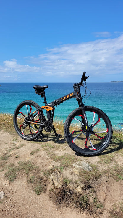 Cyrusher FR100 27.5 Inch Aluminum Folding Mountain Bike with Full Suspension and Dual Disc Brakes - Suitable for Men and Women
