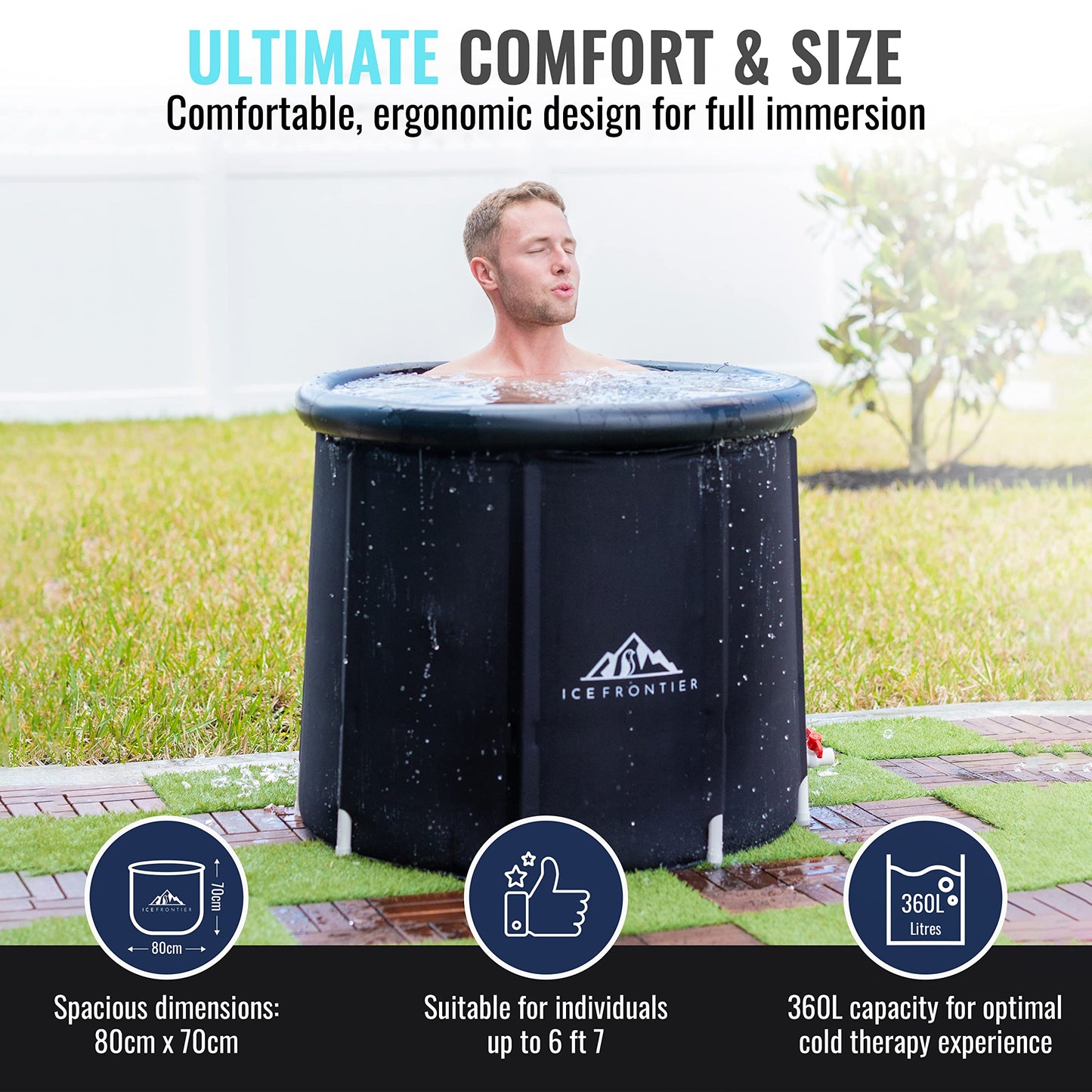 - Ice Bath Outdoor Recover Tub by Ice Frontier | 360L Premium Ice Bath Tub | Portable Bathtub -