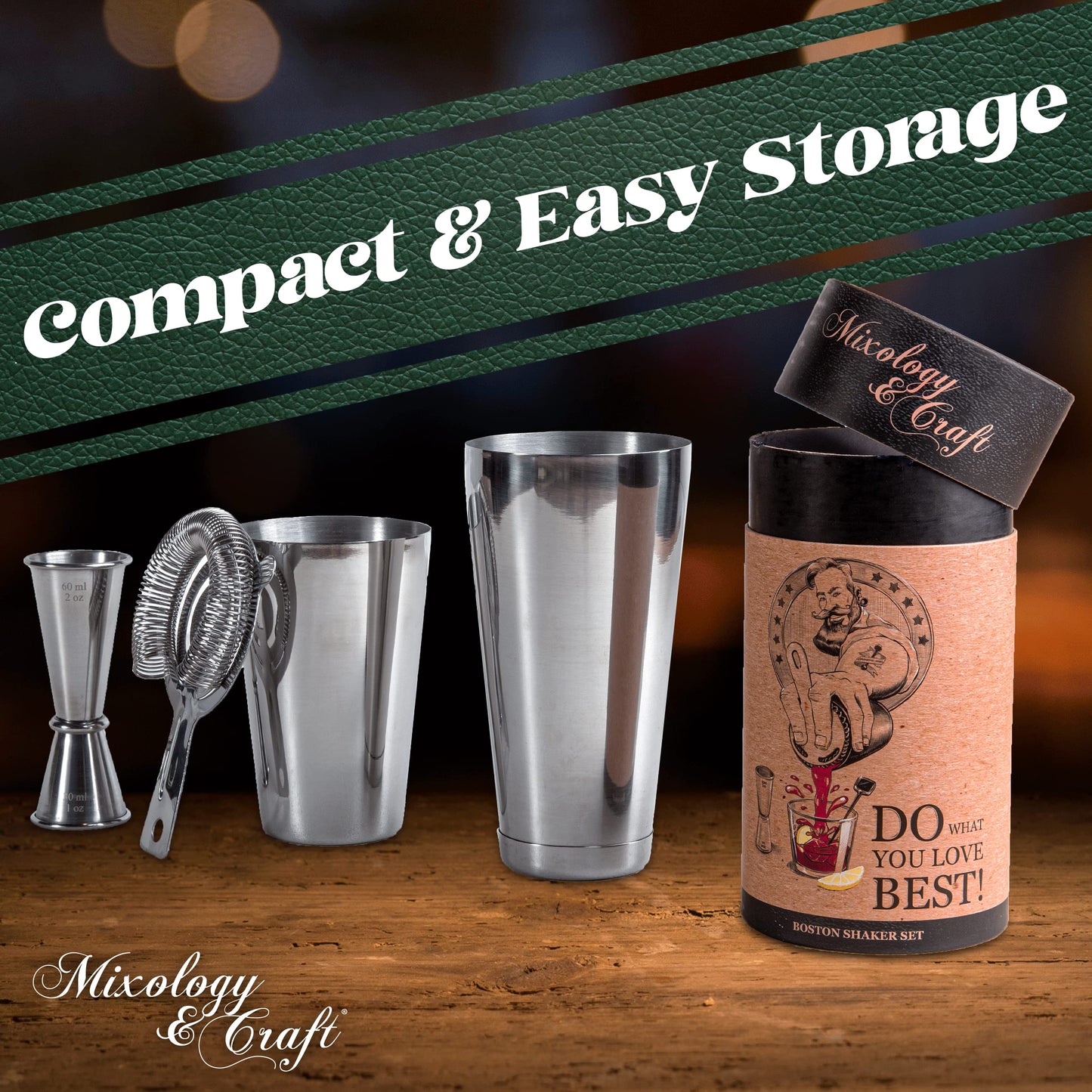 Cocktail Shaker Boston Shaker Set: Professional Weighted Martini Shakers, Cocktail Strainer and Japanese Jigger | Portable Bar Shaker Set for Drink Mixer Bartending | Exclusive Recipes Cards (Silver)