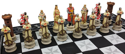 - HPL Medieval Times Crusades King Richard Christian Knights Chess Set | 17" Maltese Board -