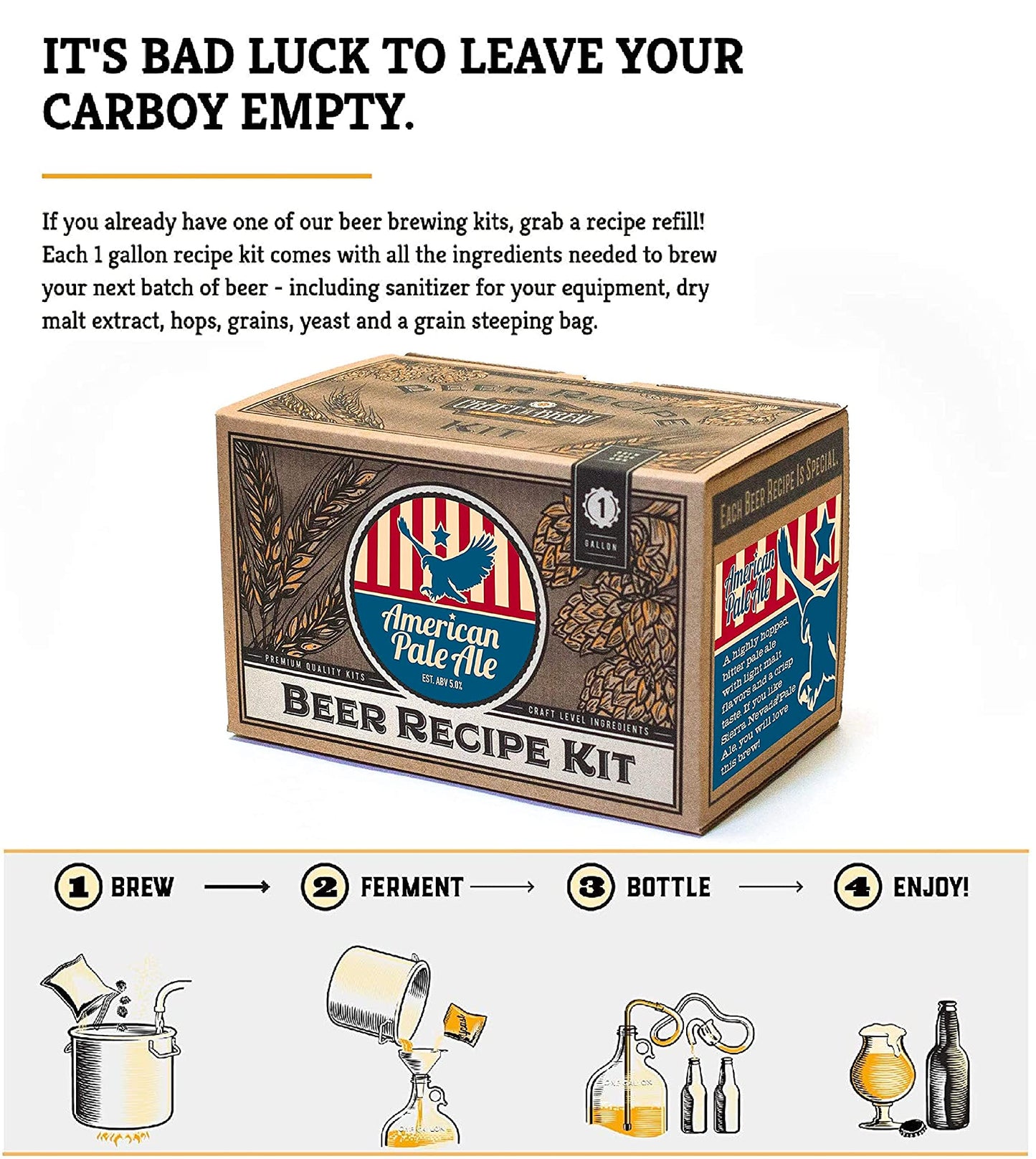 Craft A Brew American Pale Ale Refill Recipe Kit; 1 Gallon; Ingredients for Home Brewing Beer