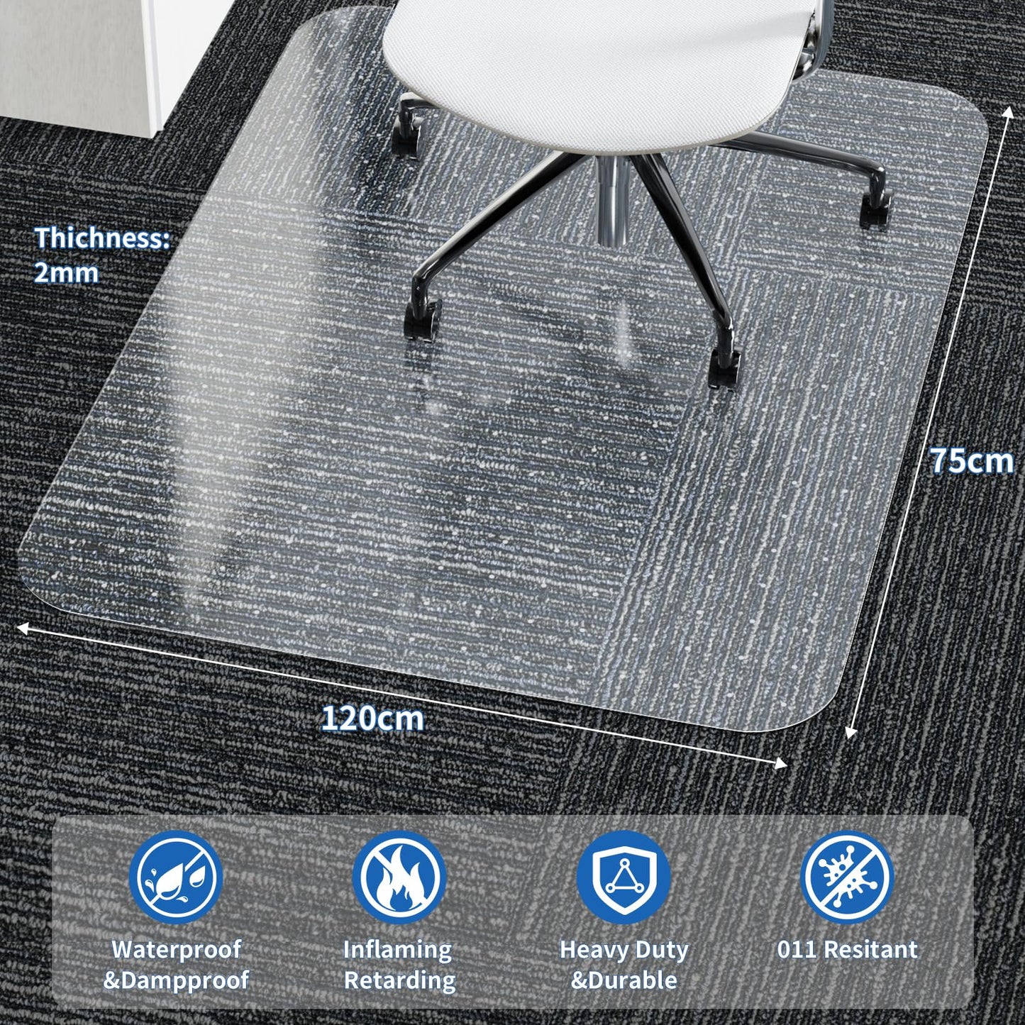 - WASJOYE Carpet Chair Mat for Home Office, 75 * 120cm Transparent Clear Carpet Floor Protector Cover