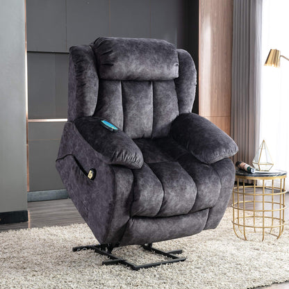 BTM Power Massage Lift Recliner Chair with Heat & Vibration for Elderly, Heavy Duty and Safety Motion Reclining Mechanism - Antiskid Fabric Sofa Contempoary Overstuffed Design (Gray)