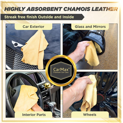 CarMax English Premium Grade Professional Natural Chamois Leather - our biggest and best shammy, super soft and highly absorbent, Made in the UK