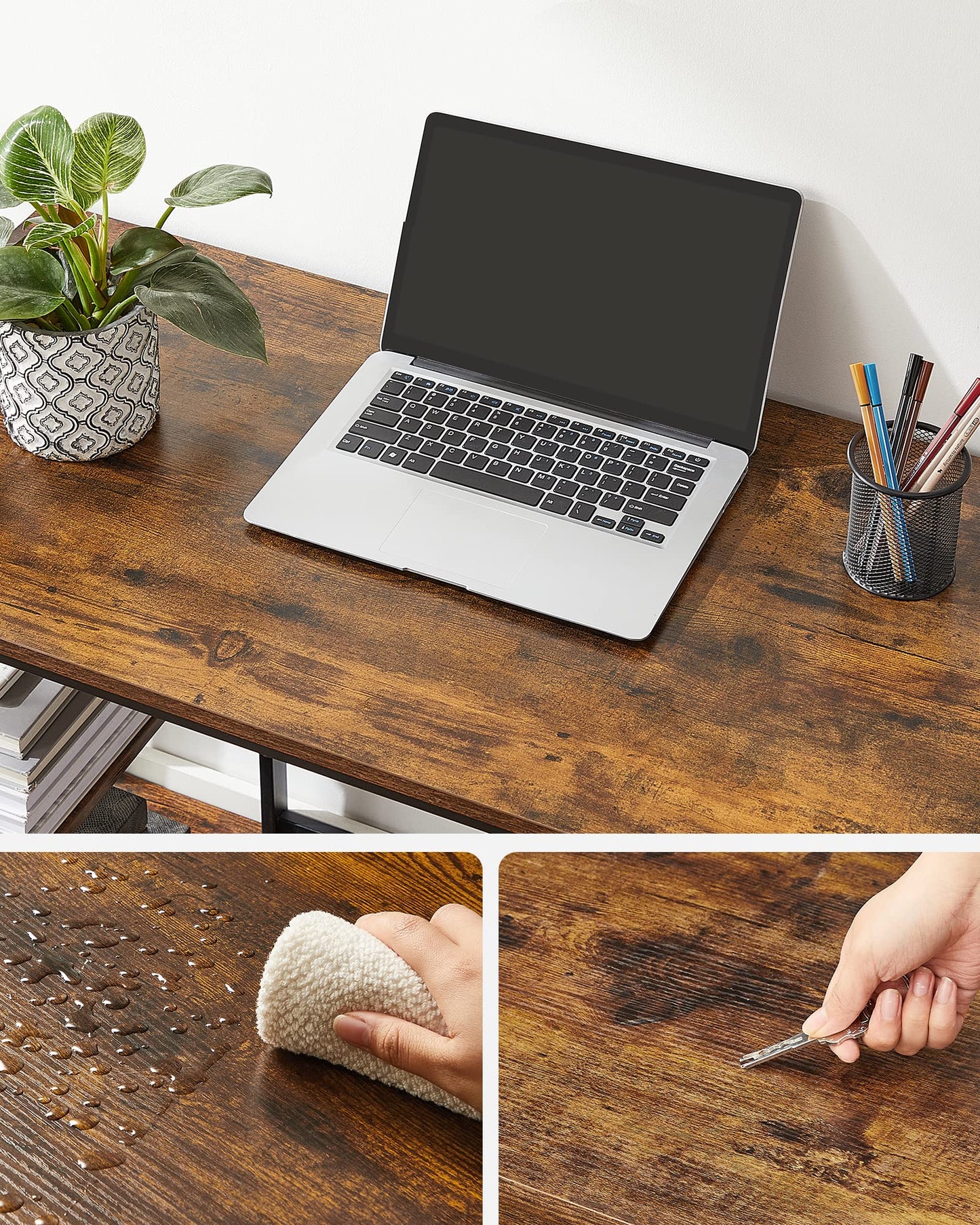 - VASAGLE Computer Desk, Writing Desk with 2 Shelves -