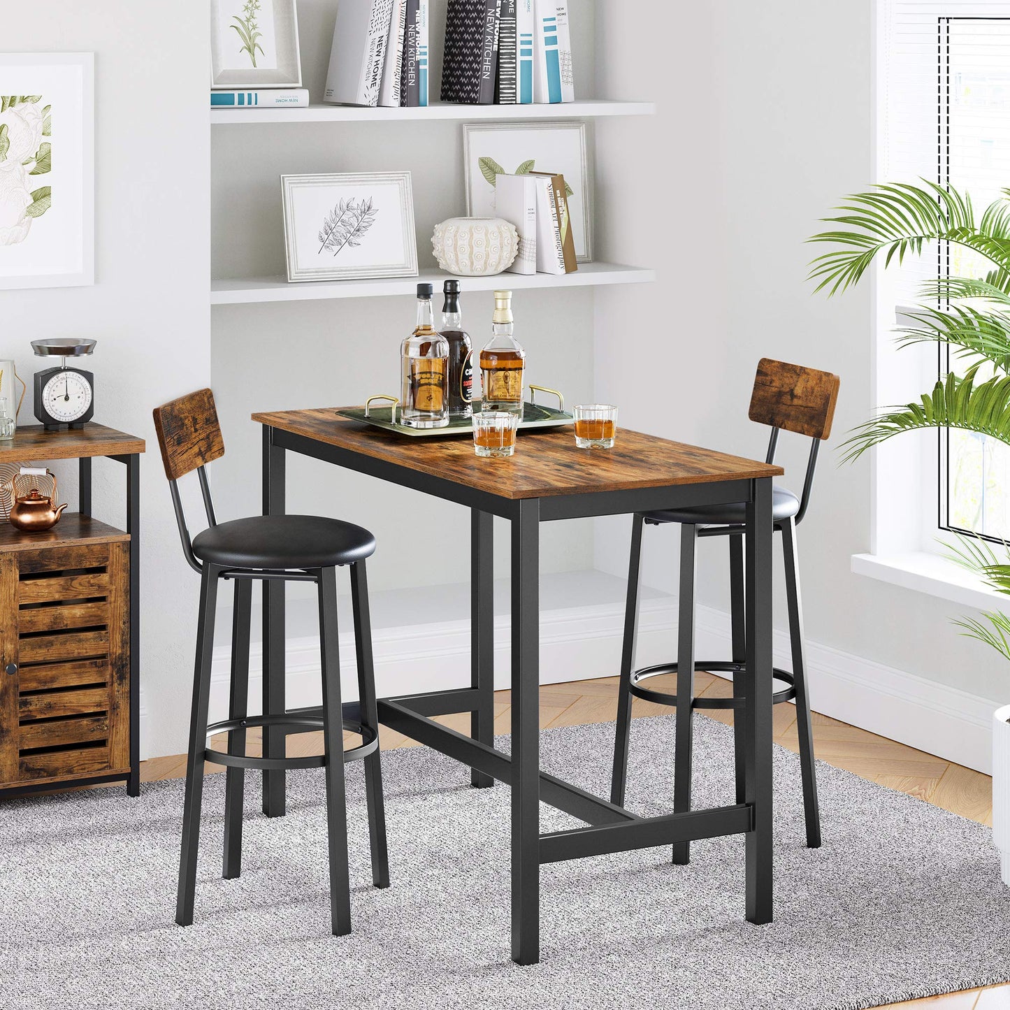 - VASAGLE Bar Stools, Set of 2 PU Upholstered Breakfast Stools -