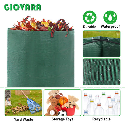 2 x 500L Garden Waste Bags,Waterproof Heavy Duty Large Refuse Sacks with Handles,Foldable and Reusable