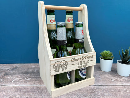 Cheers & Beers Birthday Beer Carrier Gift Pints Cider Lager Personalised Present BBQ Drinks Summer