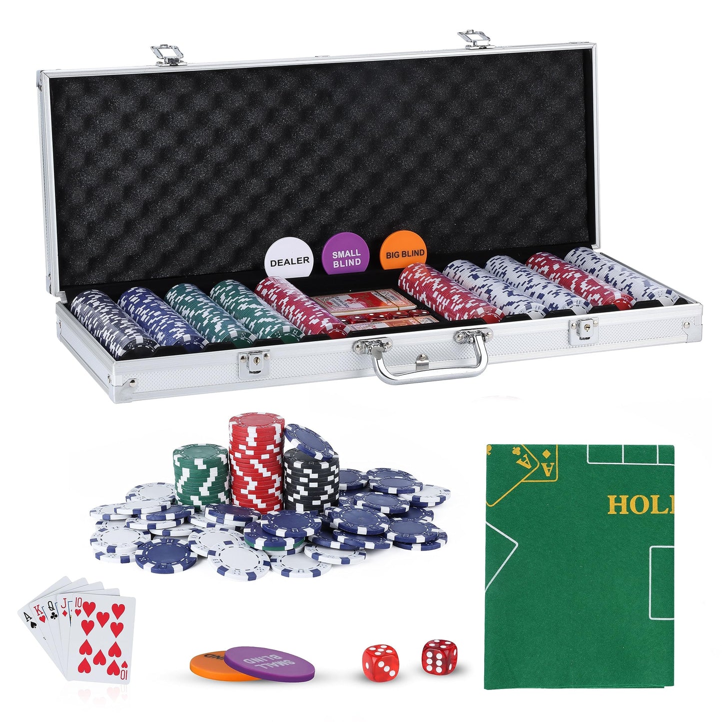 - JUNGLE STONE Texas Holdem Poker Set | 500 Piece Set in Aluminium Case -