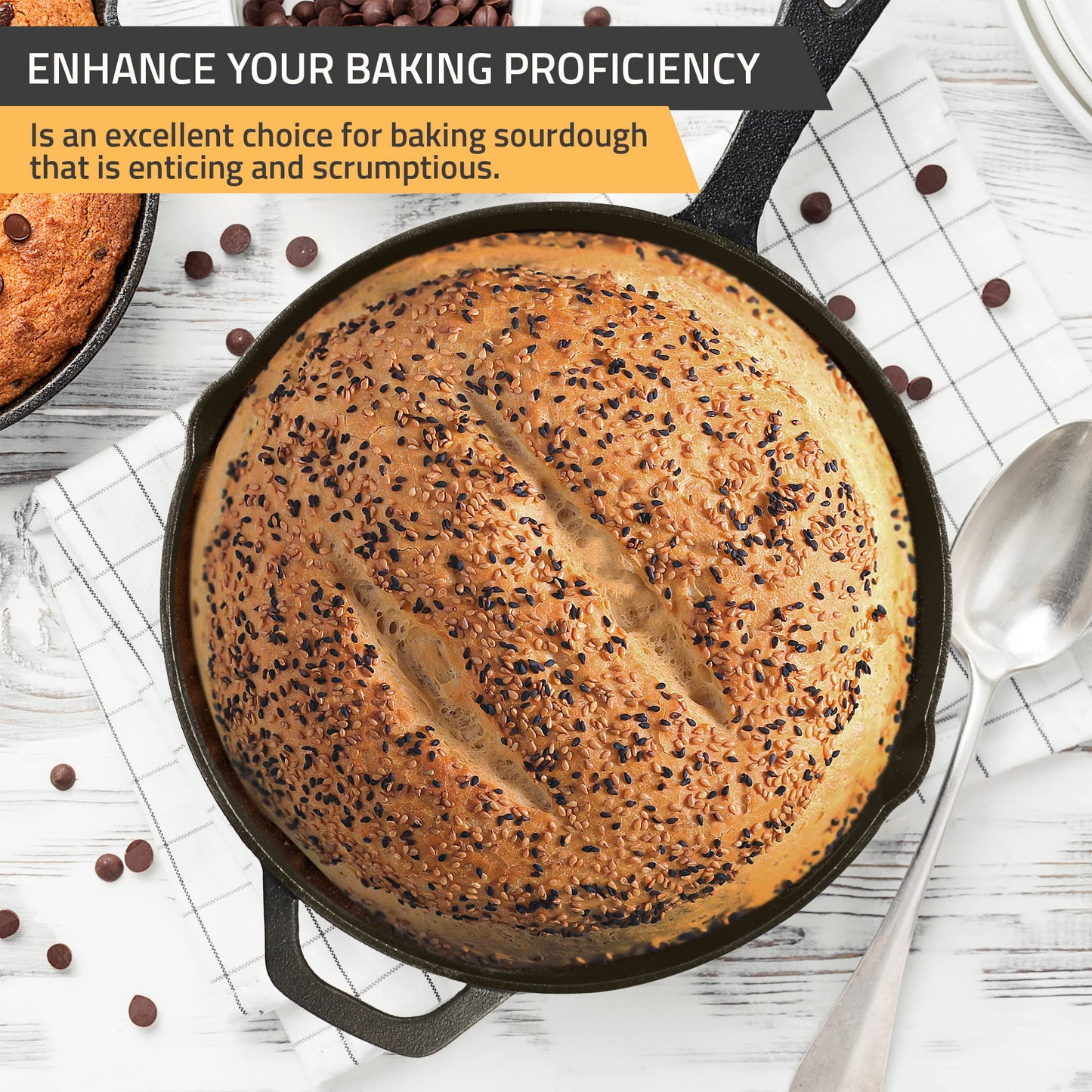 - KICHLY Pre-Seasoned Cast Iron Skillet | Frying Pan | Safe Grill Cookware-