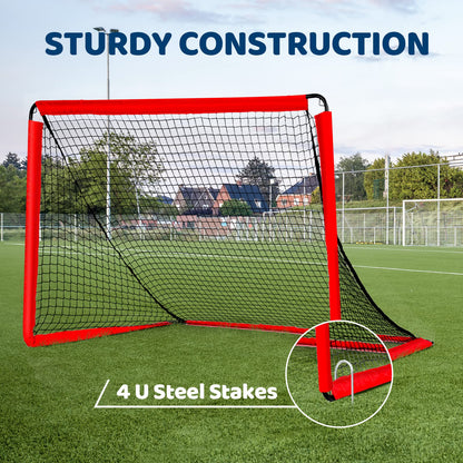 BremToy 2 in 1 Football Goal 6ft x 4ft, Football Goals for the Garden with Target Goal Net, Waterproof Oxford Cloth Football Goal for Kids, 4 U-Shaped Steel Stakes, Portable Bag