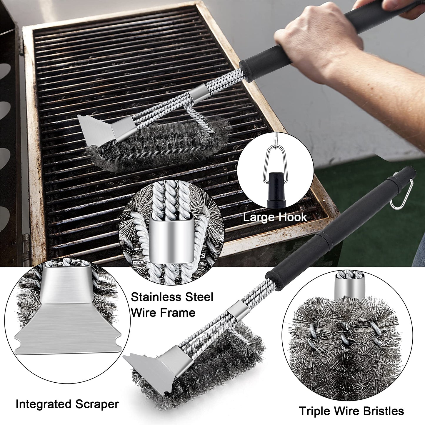 - Herogo BBQ Tool Sets | 6 Piece Heavy Duty Stainless Steel Barbecue Accessories with Portable Bag -