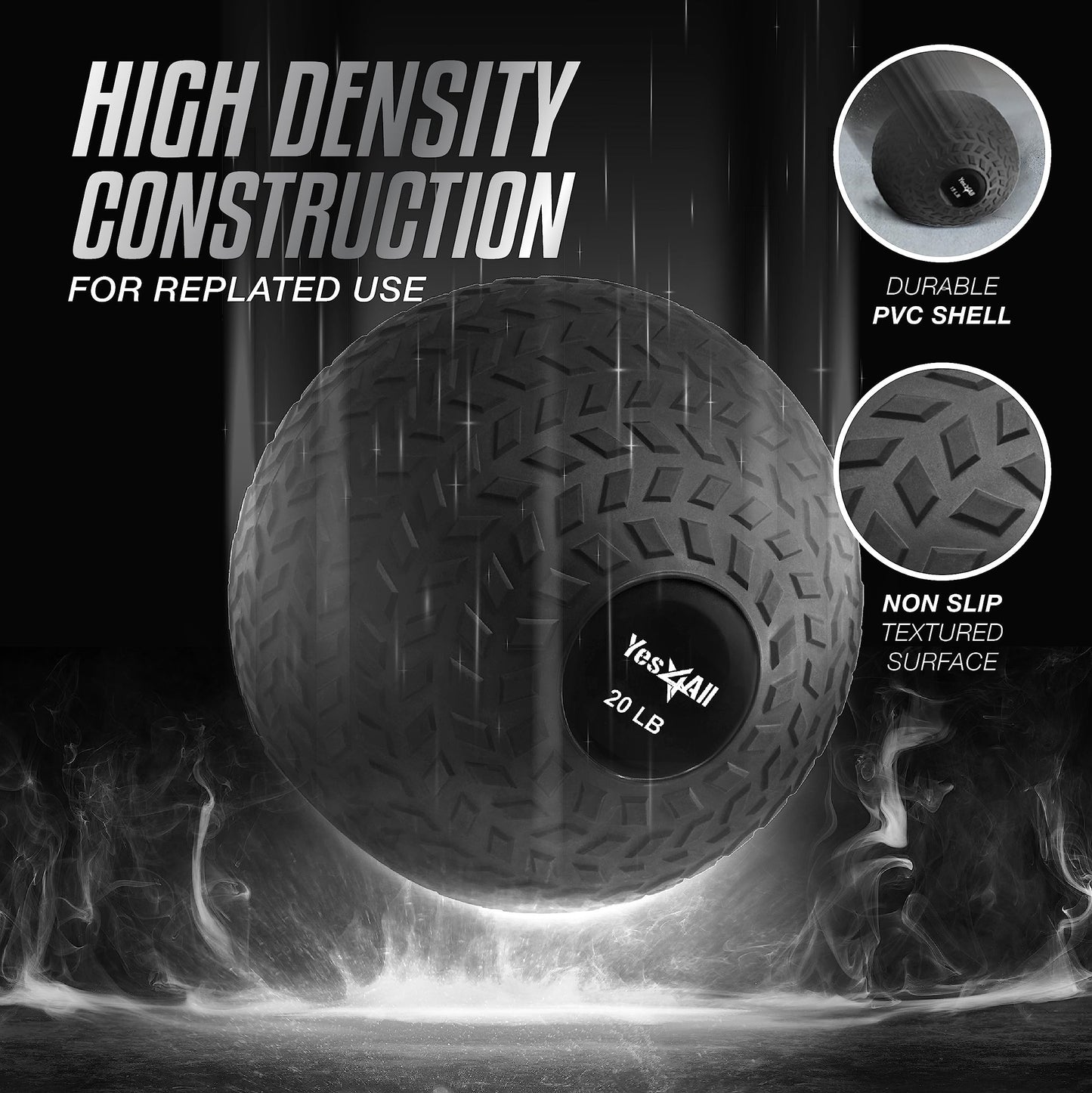 - Yes4All 1YHQ 9kg Slam Ball for Strength and Crossfit Workout – Slam Medicine Ball (9kg, Black)