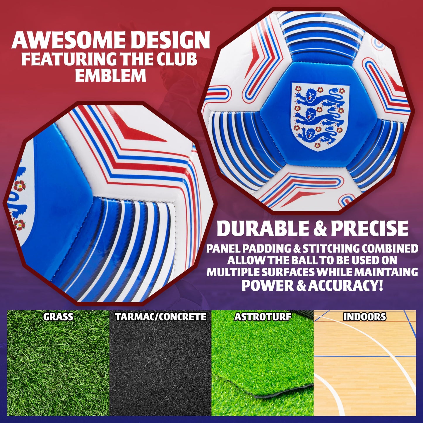 - England FA Football | Soccer Ball | Training Football Size 3, 4 or 5 -