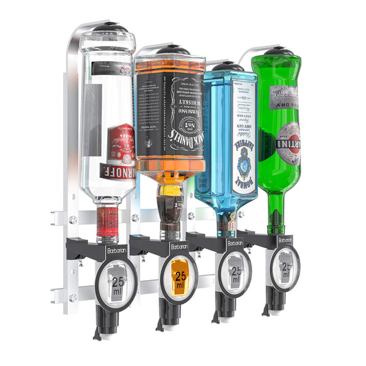 Barbarian 4/6 Bottle Optics for Spirits - Bar Butler Shot Measure Bracket Alcohol Wine Upside Down Drink Dispenser Home bar Garage Man cave (4 Bottle Professional)