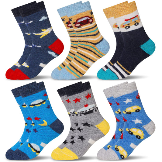 - Eocom Kids Wool Socks For Boys Girls | Warm Hiking Thermal Winter Toddlers Crew Boot Socks | 6 Pairs | ( 1-3 Years) -