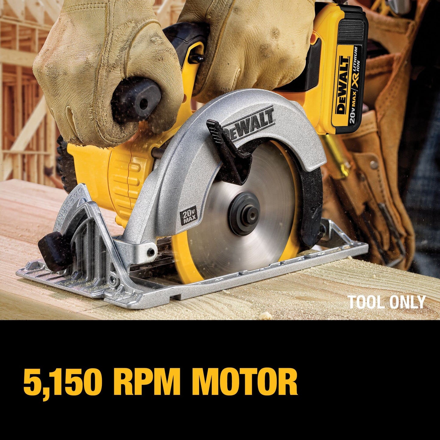 DEWALT DCS391N-XJ XR 165 mm Circular Saw-Bare Unit, 9 W, 18 V, Yellow/Black