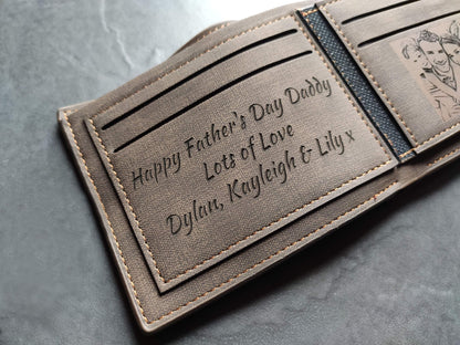 - Men's Custom Photo Engraved Brown Wallet -