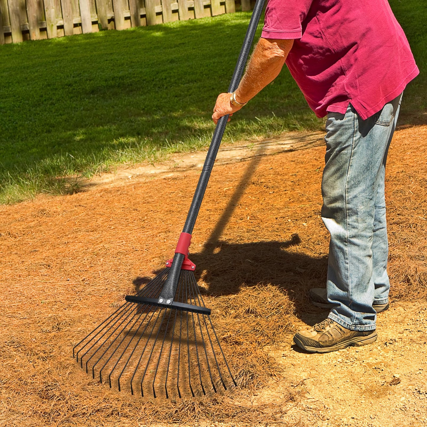 - Garden Leaf Rakes for Lawns Heavy Duty | 23-41 cm Adjustable Rake Head | 82-154 cm Adjustable Long Handle | Metal Rake Tool for Gardening Camping Clear Collect Leaves Debris | 18 Anti-Rust Metal Tines -