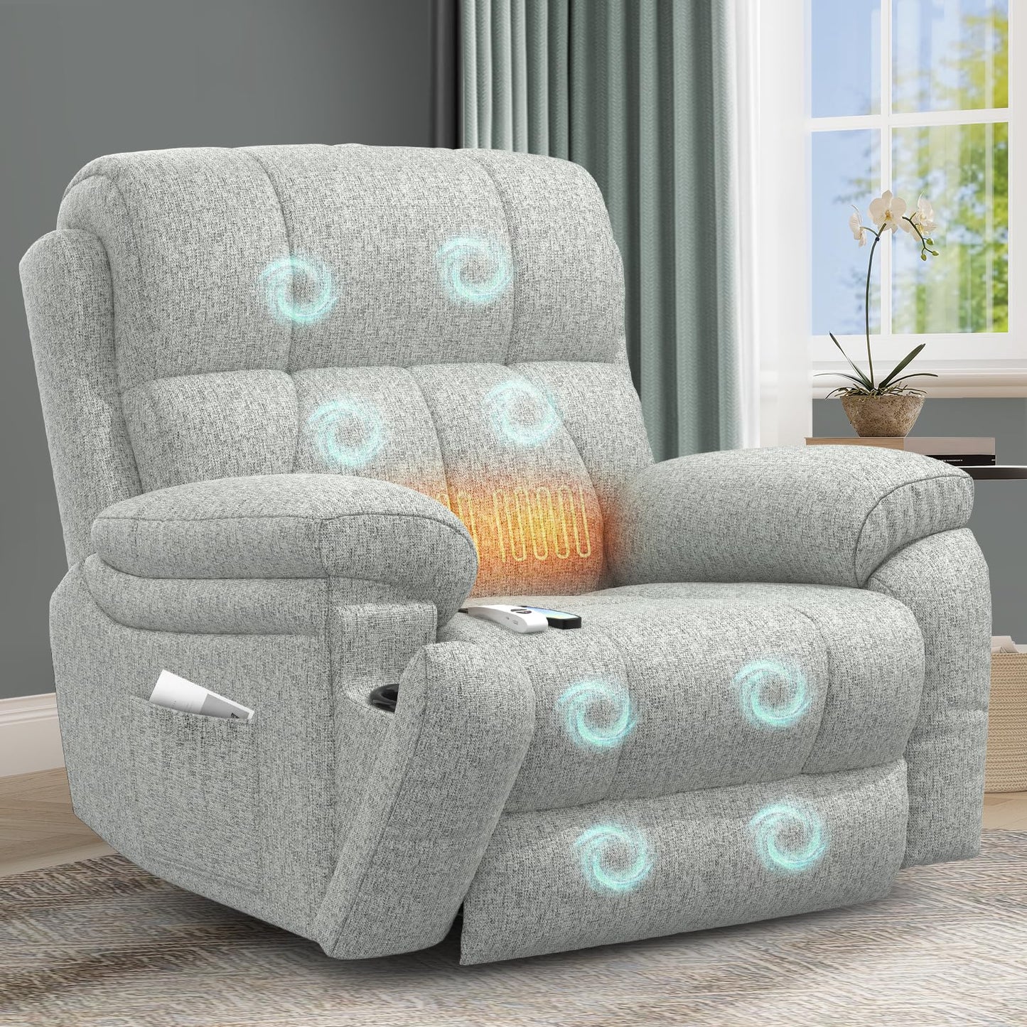 - YONISEE Lift Chair Recliners for Elderly, Recliner Chair with Massage & Heat, Extended Footrest, Oversized Recliners Armchair Lounge Sofa with Type C+USB Ports, Hidden Drink Holders, Dual Side Pockets