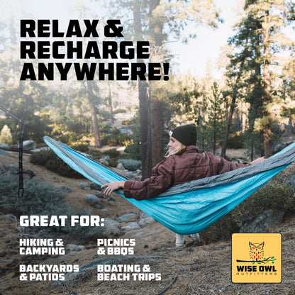 - Wise Owl Outfitters Camping Hammock - Single or Double Sized Indoor & Outdoor Hammocks