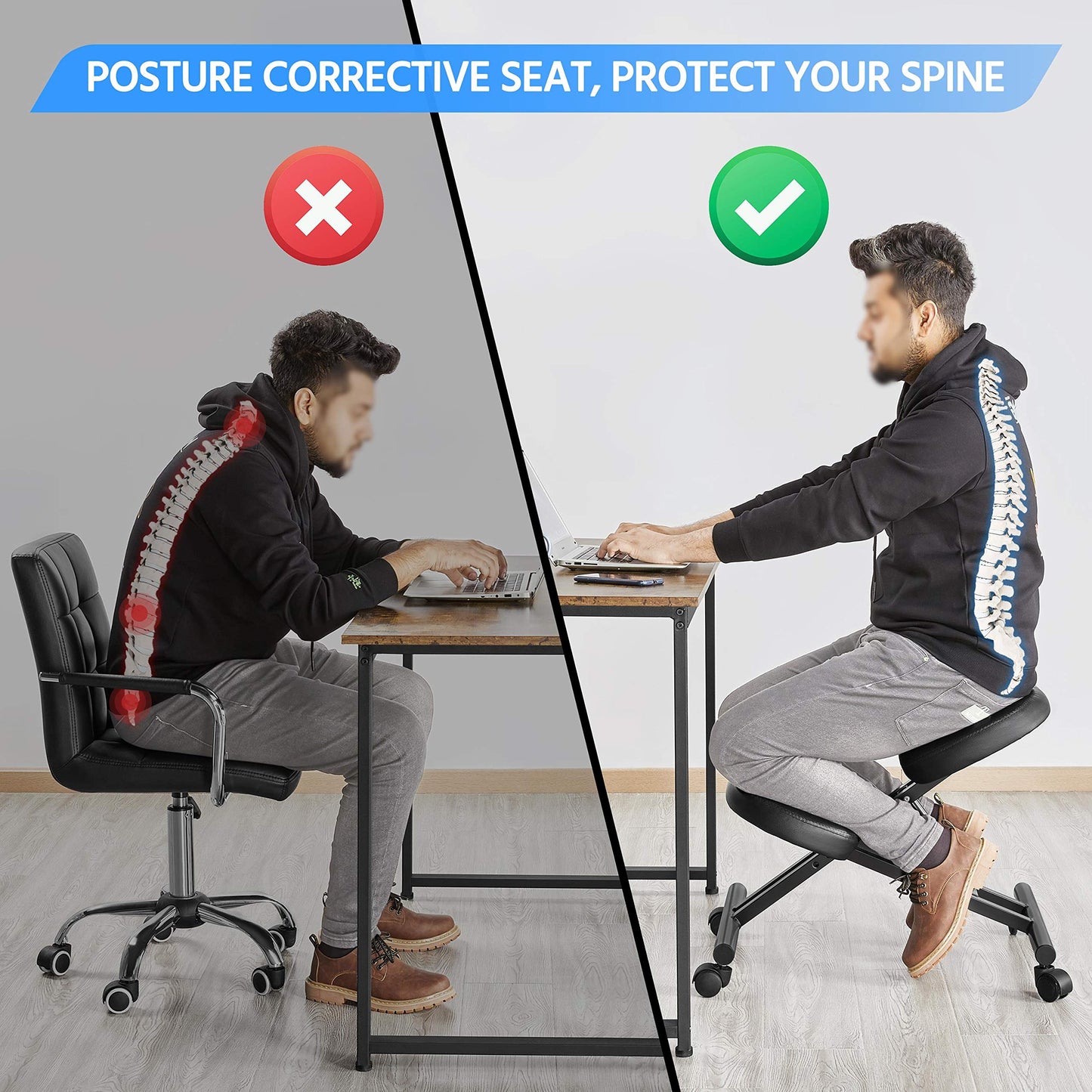 - Yaheetech Kneeling Chair Ergonomic Office Stool Knee Support Chair.