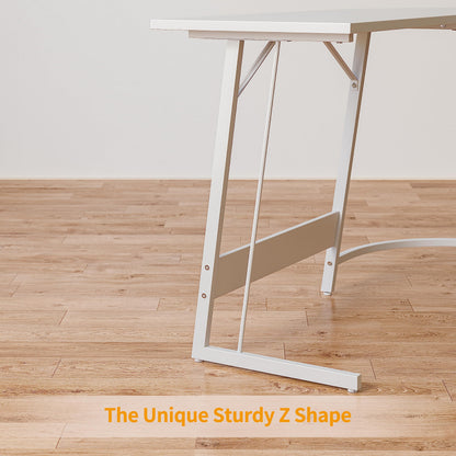 CubiCubi L Shaped Gaming Desk Computer Office Desk, 120 cm Corner Desk with Large Monitor Stand for Home Office Study Writing Workstation, White
