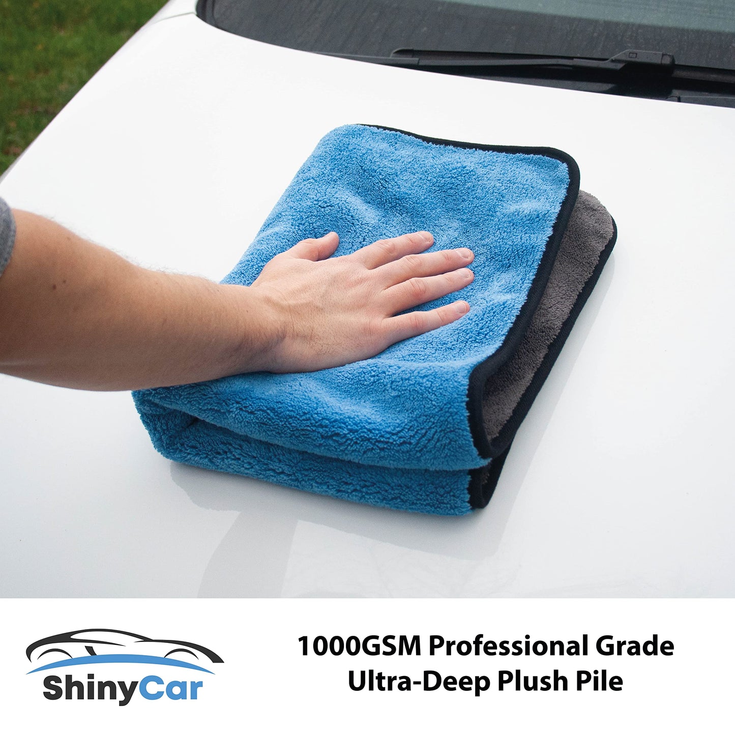 - ShinyCar® UK | Professional XL 1000GSM Microfibre Car Drying Towel | 75x55cm | Ultra Deep Soft Plush Pile -