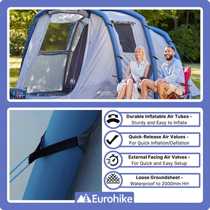 - Eurohike Genus 400 Inflatable 4 Person Air Tent | Separate Bedroom | Living Area | Porch -