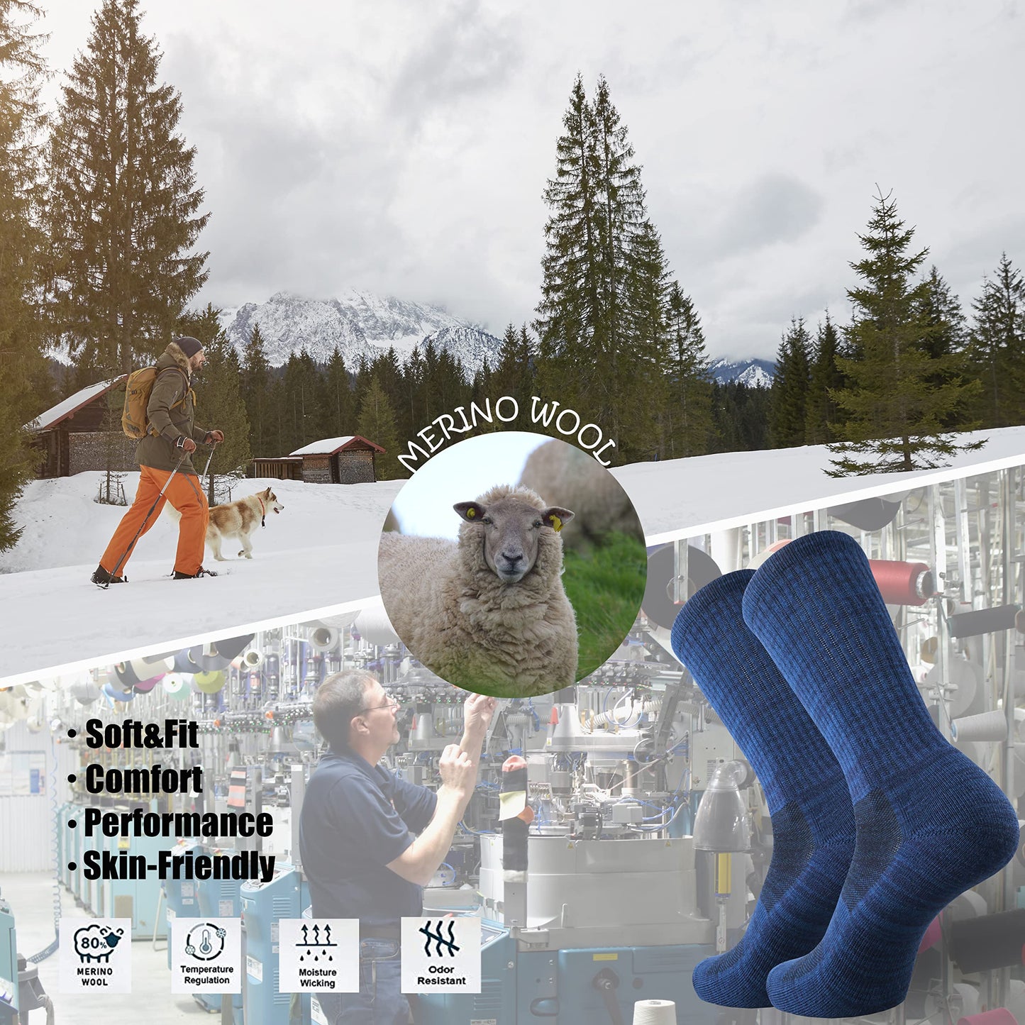 - Ortis Men's Merino | Wool Moisture Wicking | Outdoor Hiking Socks | Pack of 4 -