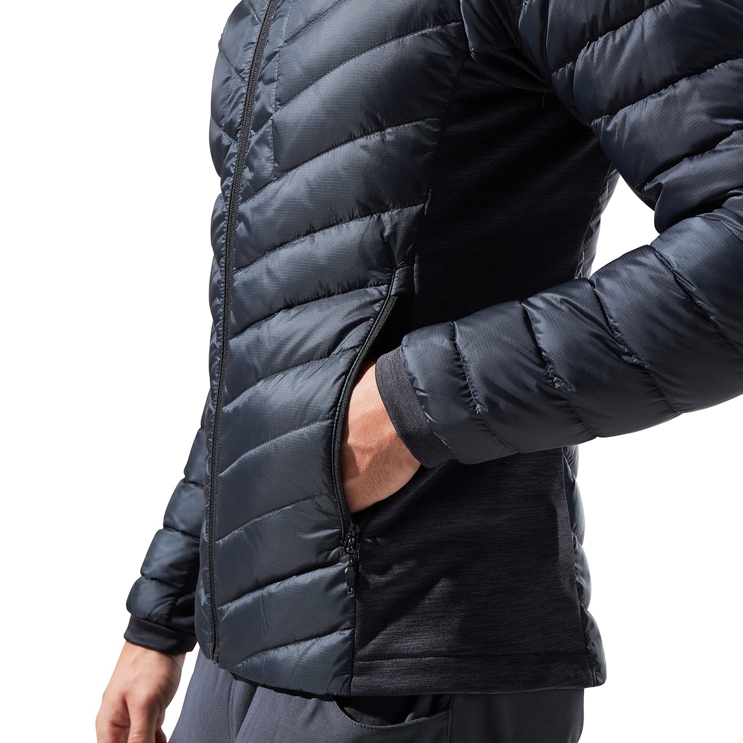 Berghaus Men's Tephra Stretch Reflect Hooded Insulated Down Jacket, Extra Warmth, Durable Design, DKGRY, S