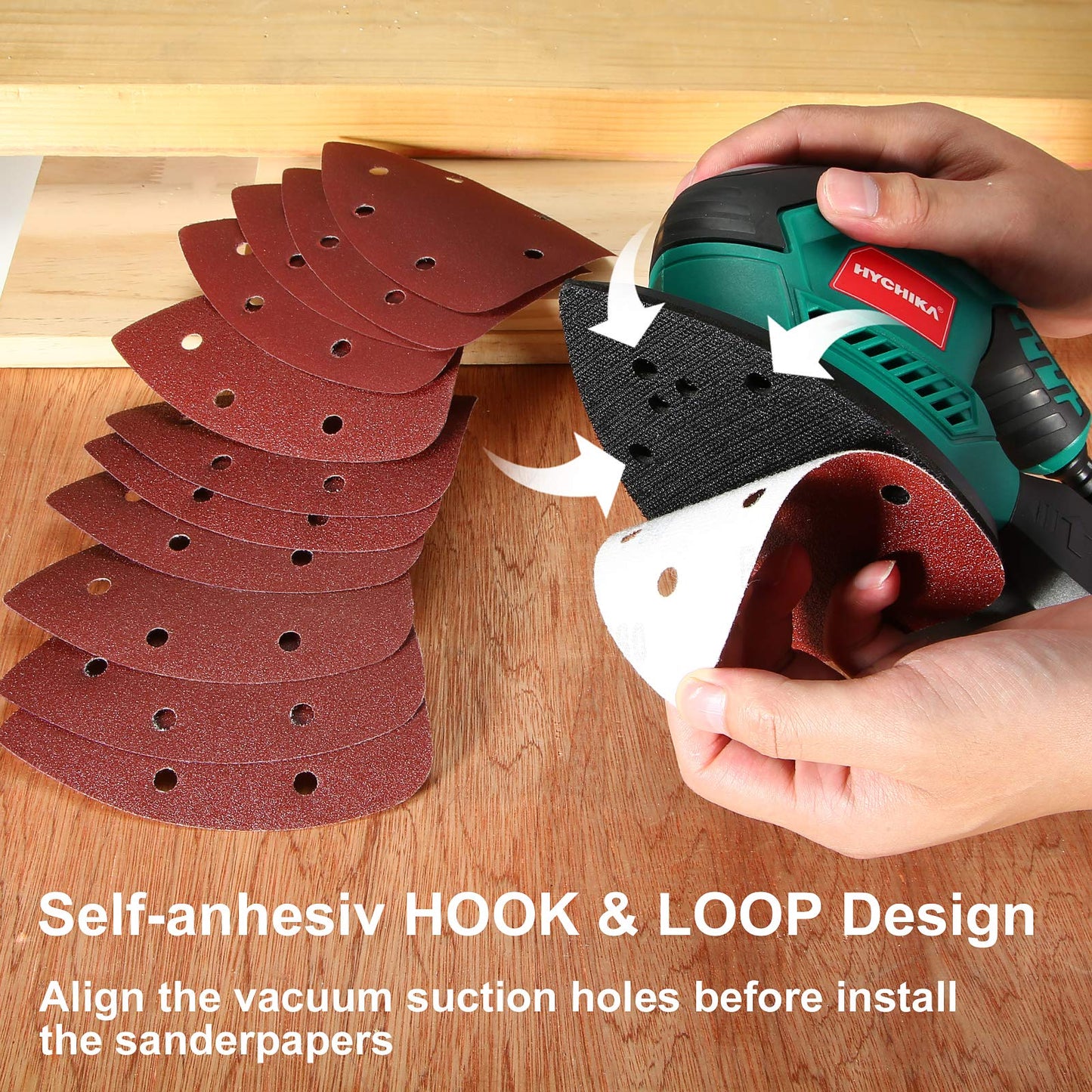 - HYCHIKA Sander for Wood 200W | Electric Sander with Dust Collector | 12PCS Sandpapers | 14000RPM Compact Electric Detail Sander -