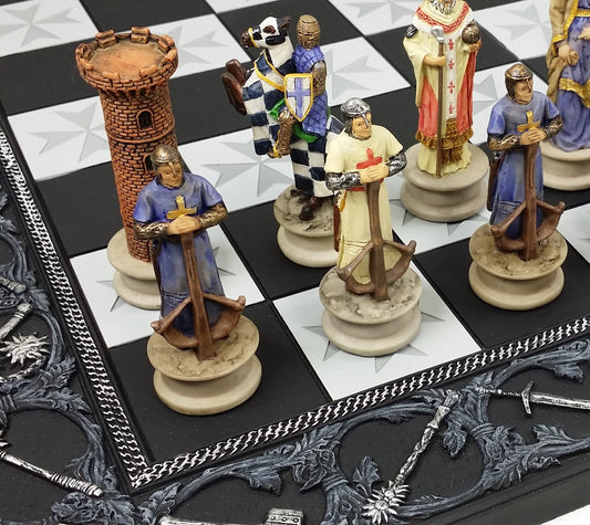 - HPL Medieval Times Crusades King Richard Christian Knights Chess Set | 17" Maltese Board -