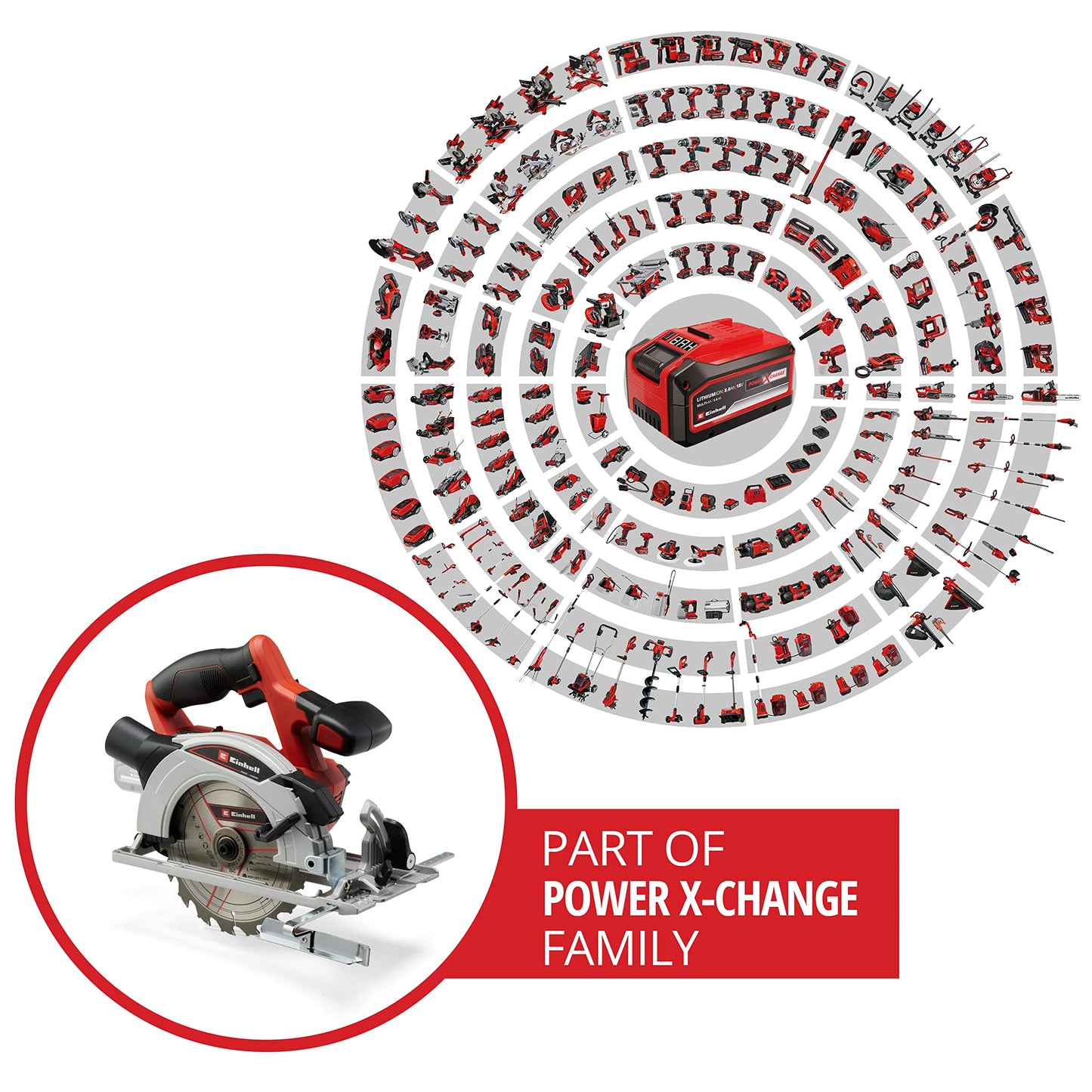- Einhell Power X-Change 165mm Cordless Circular Saw | 18V Rotary Wood Saw | Tool-Free Adjustment | LED | Dust Extraction | TE-CS 18/165-1 Li Solo Electric Saw | (Battery Not Included) -