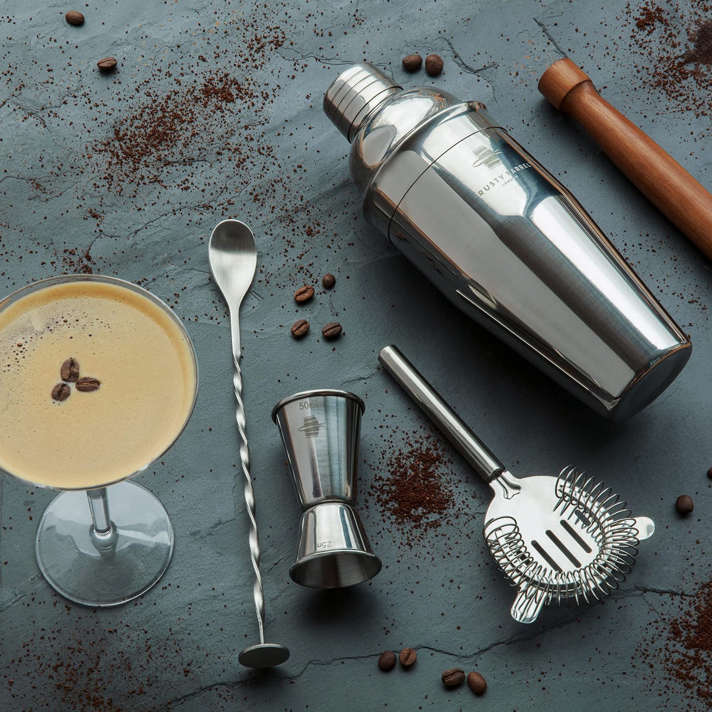 - Rusty Barrel Mayfair Original Cocktail Shaker Set | Complete Cocktail Making Set -