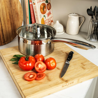 - Salter BW06746 Timeless 5 Piece Pan Set | Induction Hob Cooking Pots | Stainless Steel Cookware, 16, 18, 20 cm Saucepans, Milk Pan And 24cm Frying Pan -