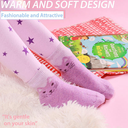 ANTSANG Kids Merino Wool Walking Socks for Toddlers Boys Girls Winter Hiking Thick Warm Heavy Thermal Cosy Crew Boot Cabin Gift Socks 6 Pairs(Little Cat,4-7 Y)