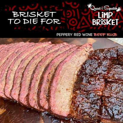 Beef Rub by Quasi & Squatch - Limp Brisket (Smokey Peppery Red Wine) Barbecue Dry Rub Meat Seasoning | Perfect Blend Of Spices For Smoking and BBQ | For Grill Pork Dishes | Large 220g