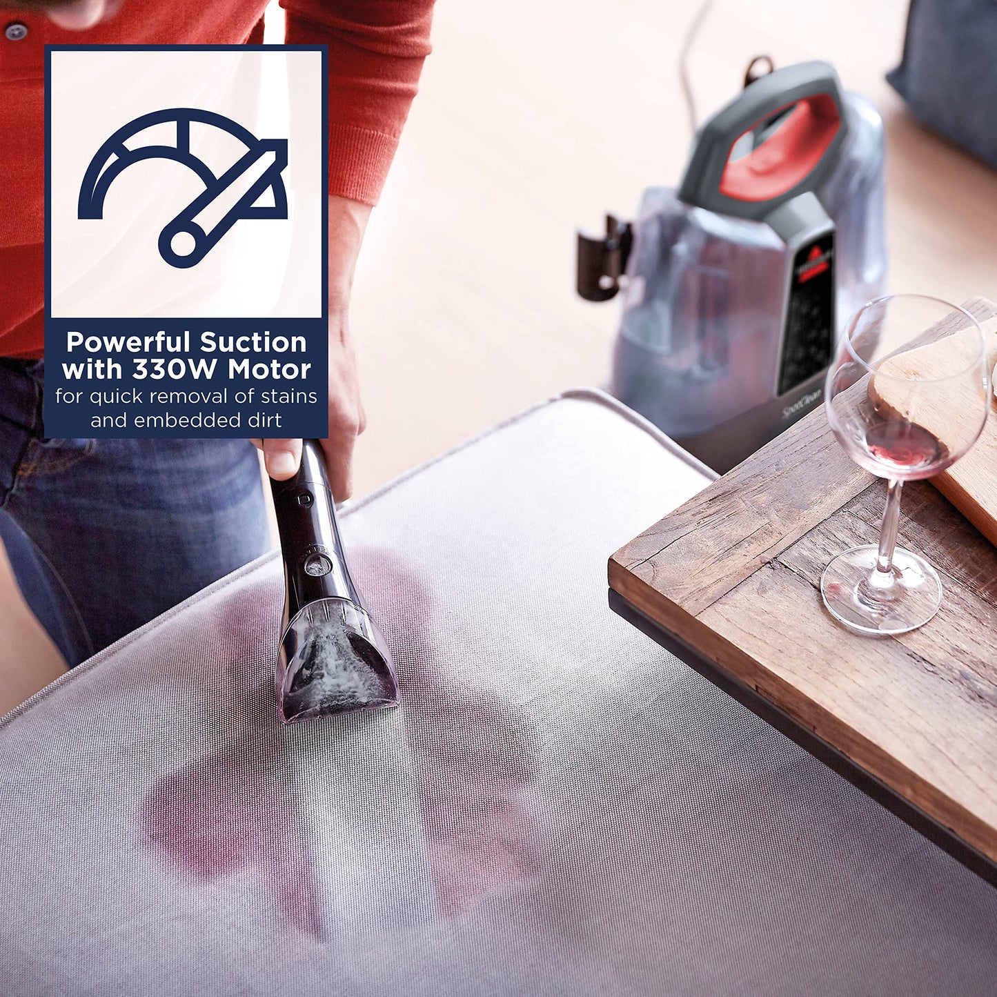 BISSELL SpotClean | Portable Carpet Cleaner | Lifts Spots and Spills with HeatWave Technology | Clean Carpets, Upholstery & Car | 36981 | Black/ Red