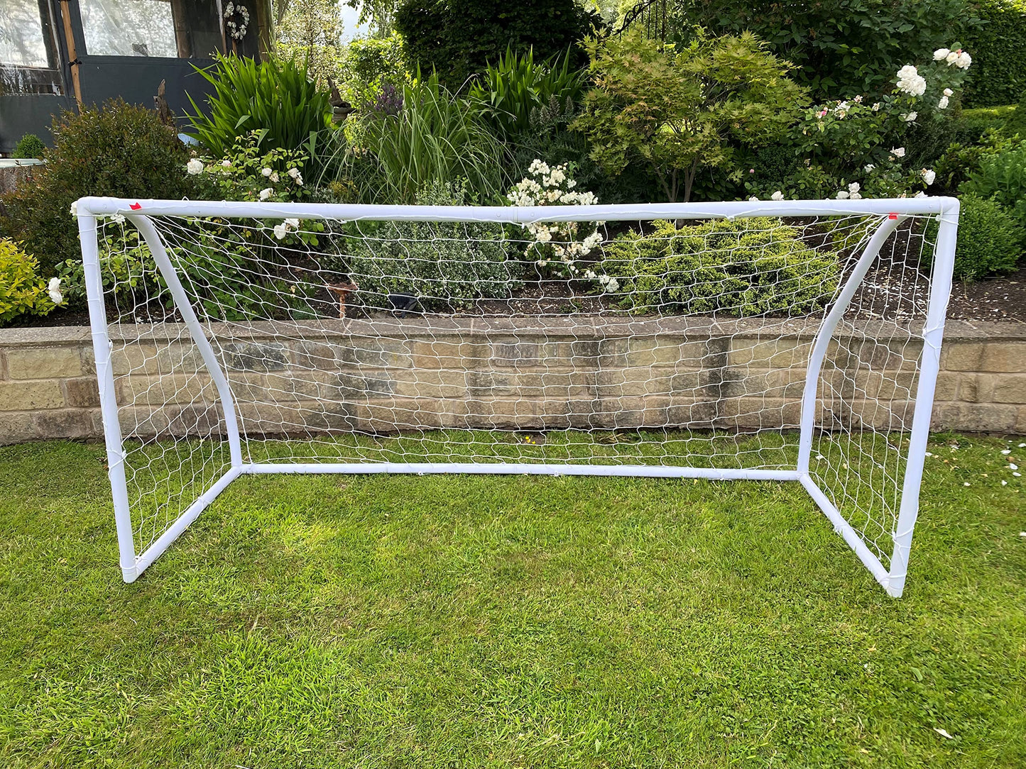 Charles Bentley Kids Junior 8ftx4ft Plastic Portable White Football Goal Inc. Net