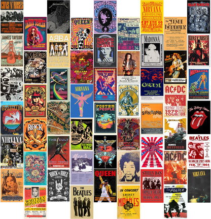 - EDUS 54PCS Vintage Rock Wall Collage Kit | Nirvana/Band Posters | Retro Music Concert Album -